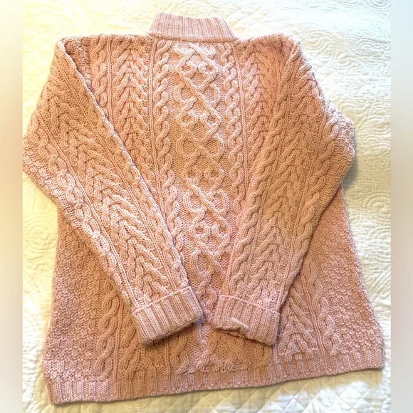 Aran Crafts Pink 100% Merino Wool Sweater from Ireland - Picture 7 of 7